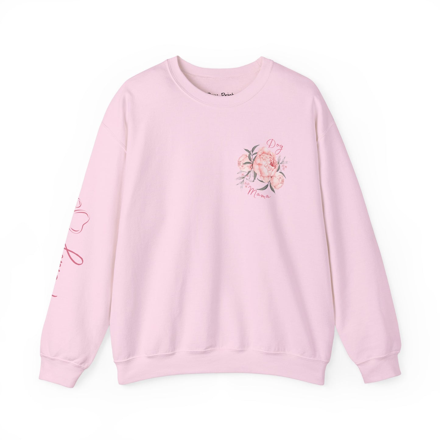 "Dog Mama" Pink Floral Women's Crewneck Sweatshirt (CUSTOMIZABLE)