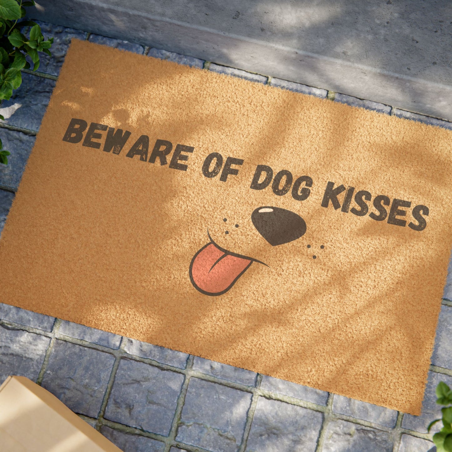 "Beware of Dog Kisses" Doormat - Funny Pet Welcome Mat for Dog Lovers