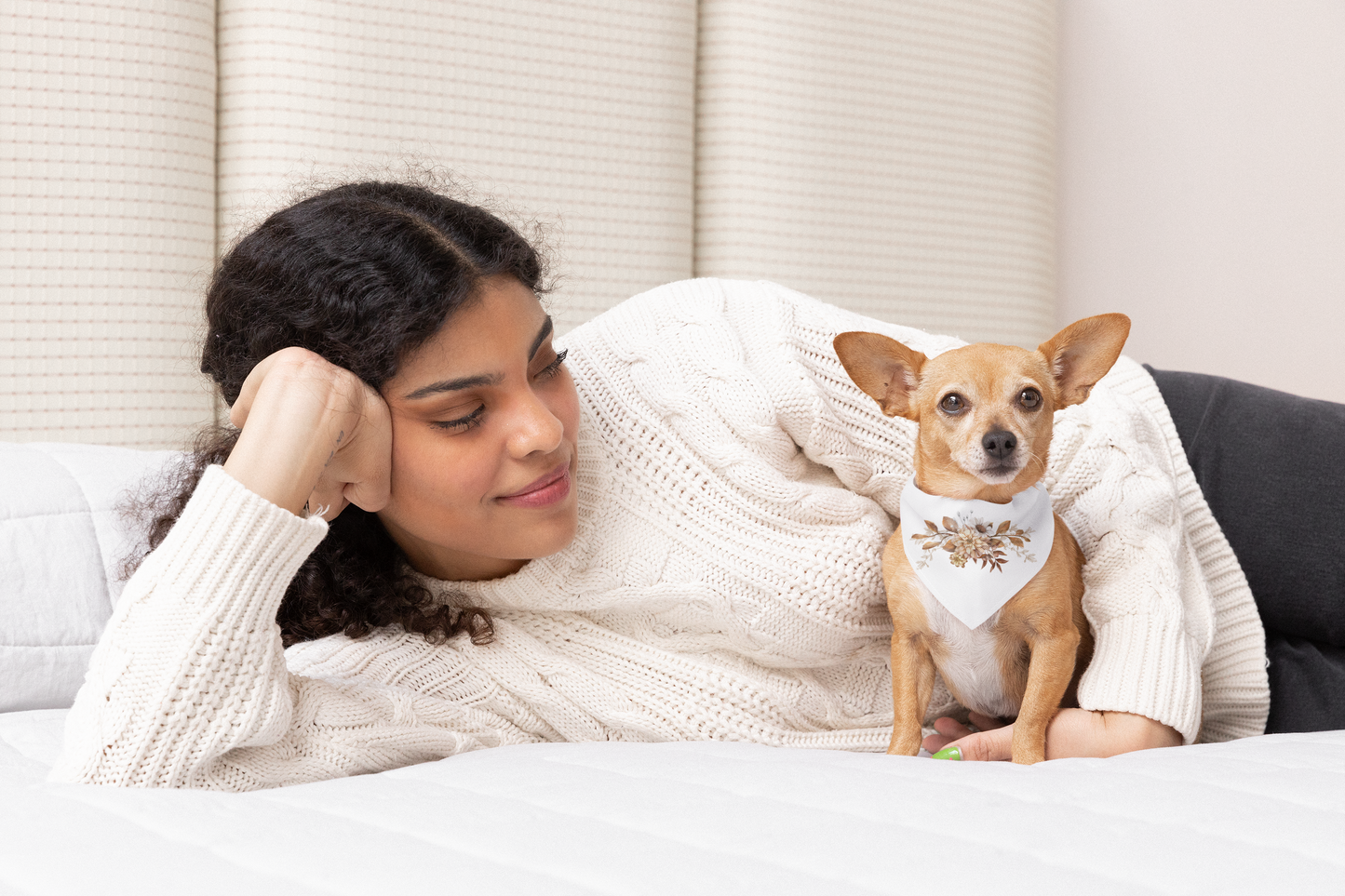 Floral Clip-on Dog Bandana -4 Sizes (CUSTOMIZABLE)